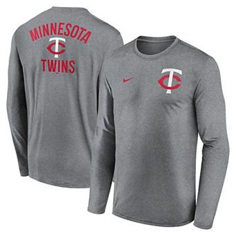 Men's Nike Heather Charcoal Minnesota Twins 2-Hit Legend Performance Long Sleeve T-Shirt