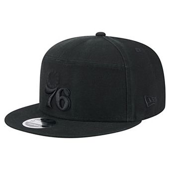 Men's New Era Black Philadelphia 76ers Adventure Canvas Split Panel 9FIFTY Snapback Hat