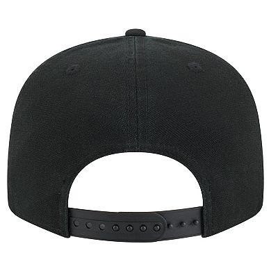 Men's New Era Black Philadelphia 76ers Adventure Canvas Split Panel 9FIFTY Snapback Hat