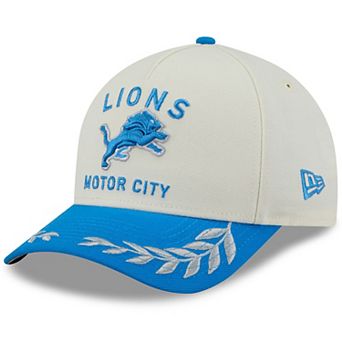 Men's New Era Cream/Blue Detroit Lions 2025 NFL Draft 9FORTY A-Frame M-Crown Adjustable Hat