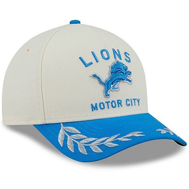 Men's New Era Cream/Blue Detroit Lions 2025 NFL Draft 9FORTY A-Frame M-Crown Adjustable Hat