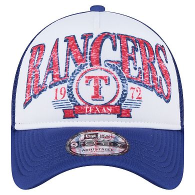 Men's New Era White/Royal Texas Rangers Trucker A-Frame 9FORTY Adjustable Hat