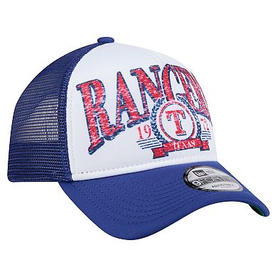 Men's New Era White/Royal Texas Rangers Trucker A-Frame 9FORTY Adjustable Hat