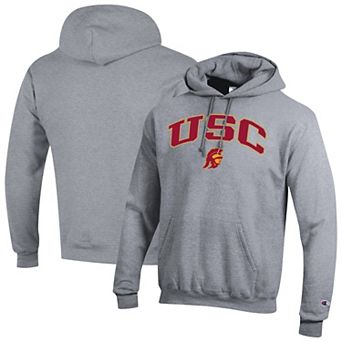 Men's Champion Heather Gray USC Trojans Arch Over Logo Pullover Hoodie