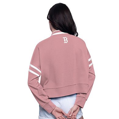 Women's Starter Pink Boston Red Sox Power Play Cropped Pullover Sweatshirt
