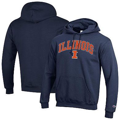 Men's Champion Navy Illinois Fighting Illini Arched Logo Fleece Pullover Hoodie