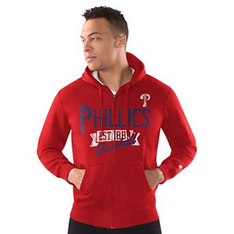 Men's Starter Red Philadelphia Phillies Distressed Full-Zip Hooded Jacket