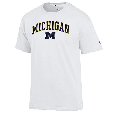 Men's Champion White Michigan Wolverines Arch Over Logo T-Shirt