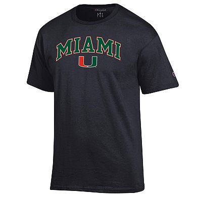 Men's Champion Black Miami Hurricanes Arched Logo T-Shirt