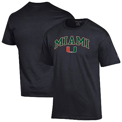 Men's Champion Black Miami Hurricanes Arched Logo T-Shirt