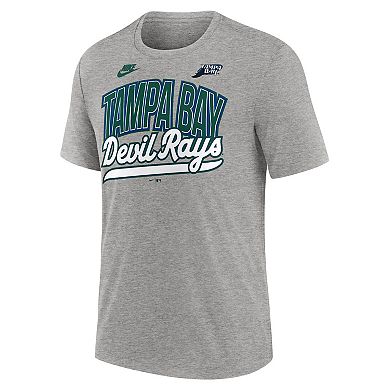 Men's Nike Heather Gray Tampa Bay Rays Cooperstown Collection Retro Tri-Blend T-Shirt