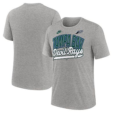 Men's Nike Heather Gray Tampa Bay Rays Cooperstown Collection Retro Tri-Blend T-Shirt