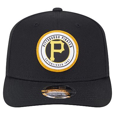 Men's New Era Black Pittsburgh Pirates Circle Patch 9SEVENTY Stretch-Snap Hat