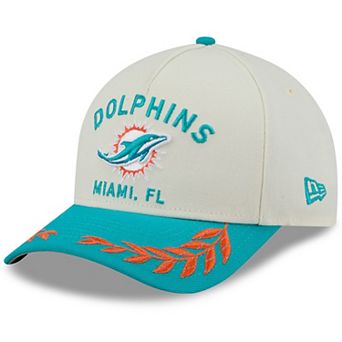 Men's New Era Cream/Aqua Miami Dolphins 2025 NFL Draft 9FORTY A-Frame M-Crown Adjustable Hat