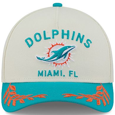 Men's New Era Cream/Aqua Miami Dolphins 2025 NFL Draft 9FORTY A-Frame M-Crown Adjustable Hat