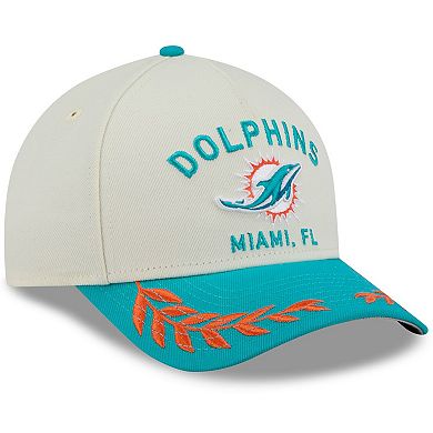 Men's New Era Cream/Aqua Miami Dolphins 2025 NFL Draft 9FORTY A-Frame M-Crown Adjustable Hat