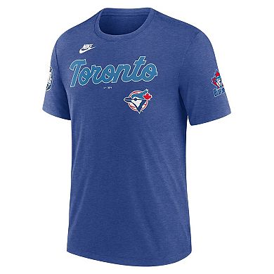 Men's Nike Heather Royal Toronto Blue Jays Cooperstown Collection Eras Tri-Blend T-Shirt