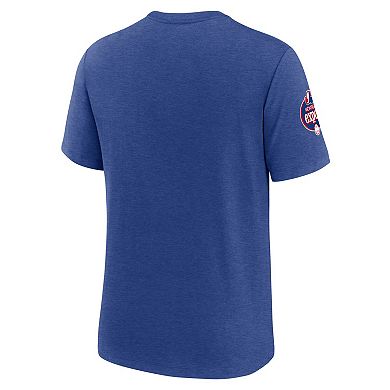 Men's Nike Heather Blue Montreal Expos Cooperstown Collection Eras Tri-Blend T-Shirt