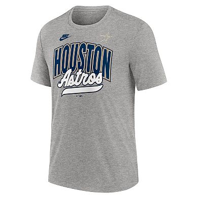 Men's Nike Heather Gray Houston Astros Cooperstown Collection Retro Tri-Blend T-Shirt