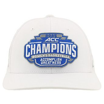 Unisex Zephyr White Duke Blue Devils 2025 ACC Women's Basketball Conference Tournament Champions Locker Room Trucker Adjustable Hat