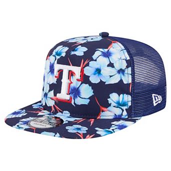 Men's New Era Royal Texas Rangers Adventure Pattern Golfer Trucker Snapback Hat
