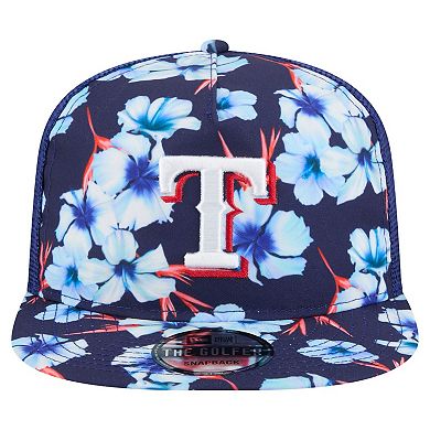 Men's New Era Royal Texas Rangers Adventure Pattern Golfer Trucker Snapback Hat