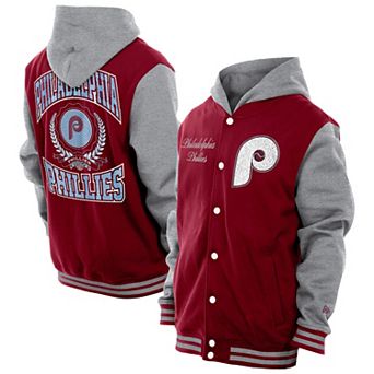Men's New Era Burgundy Philadelphia Phillies Throwback Prep Full-Snap Hoodie Jacket