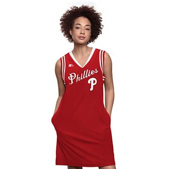Women's Starter Red Philadelphia Phillies Fast Track Sneaker V-Neck Dress