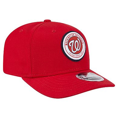 Men's New Era Red Washington Nationals Circle Patch 9SEVENTY Stretch-Snap Hat