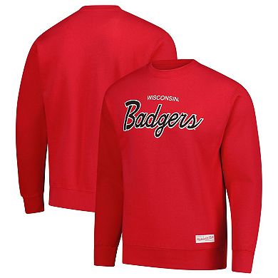 Men's Mitchell & Ness Red Wisconsin Badgers Elite Script Pullover Sweatshirt