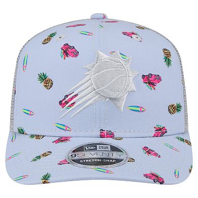 Men's New Era Light Blue/Gray Phoenix Suns Adventure Aloha Pattern 9SEVENTY Stretch-Snap Hat