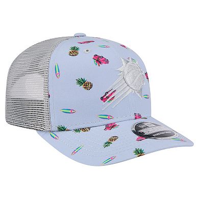 Men's New Era Light Blue/Gray Phoenix Suns Adventure Aloha Pattern 9SEVENTY Stretch-Snap Hat