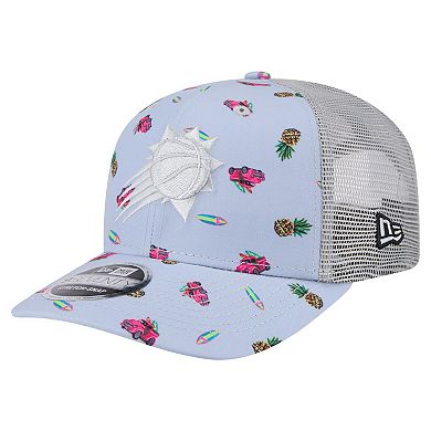 Men's New Era Light Blue/Gray Phoenix Suns Adventure Aloha Pattern 9SEVENTY Stretch-Snap Hat