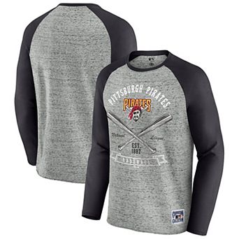 Men's Darius Rucker Collection by Fanatics Heather Gray Pittsburgh Pirates Raw Edge Raglan Long Sleeve Baseball T-Shirt