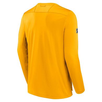 Men's Fanatics Gold Nashville Predators Authentic Pro Tech Long Sleeve T-Shirt