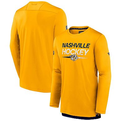Men's Fanatics Gold Nashville Predators Authentic Pro Tech Long Sleeve T-Shirt