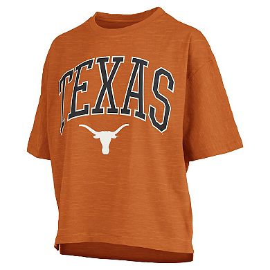 Women's Pressbox Texas Orange Texas Longhorns Nelson Arch Over Logo Waist Length Oversized Slub T-Shirt