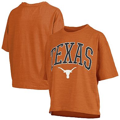 Women's Pressbox Texas Orange Texas Longhorns Nelson Arch Over Logo Waist Length Oversized Slub T-Shirt