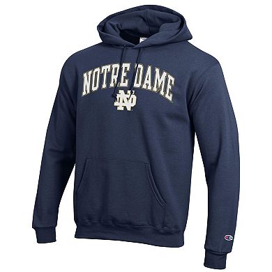 Men's Champion Navy Notre Dame Fighting Irish Arched Logo Fleece Pullover Hoodie