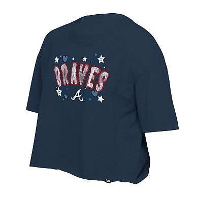Girls Youth New Era Navy Atlanta Braves Flip Sequin Team T-Shirt
