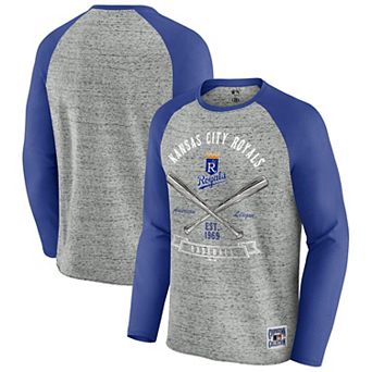 Men's Darius Rucker Collection by Fanatics Heather Gray Kansas City Royals Raw Edge Raglan Long Sleeve Baseball T-Shirt