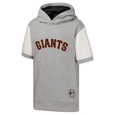 Youth Heather Gray San Francisco Giants Line Up Short Sleeve Pullover Hoodie
