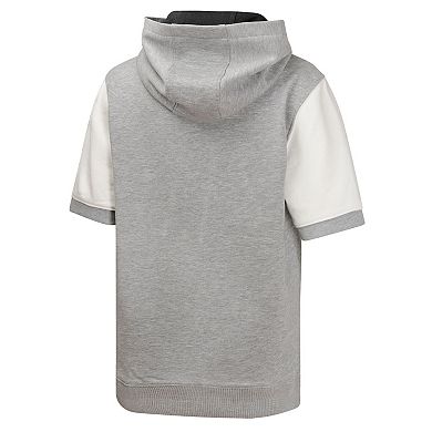 Youth Heather Gray San Francisco Giants Line Up Short Sleeve Pullover Hoodie