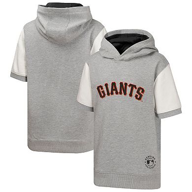 Youth Heather Gray San Francisco Giants Line Up Short Sleeve Pullover Hoodie