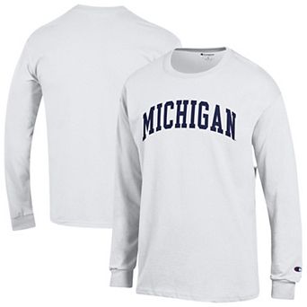Men's Champion White Michigan Wolverines Basic Arch Long Sleeve T-Shirt