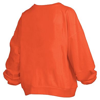 Women's Pressbox Orange Florida Gators Janise Arch Over Logo Waist Length Oversized Pullover Sweatshirt