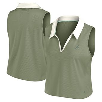 Women's Fanatics Olive Atlanta Braves Studio Wellness V-Neck Tank Top