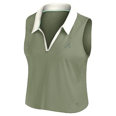 Women's Fanatics Olive Atlanta Braves Studio Wellness V-Neck Tank Top