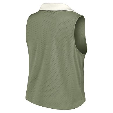 Women's Fanatics Olive Atlanta Braves Studio Wellness V-Neck Tank Top