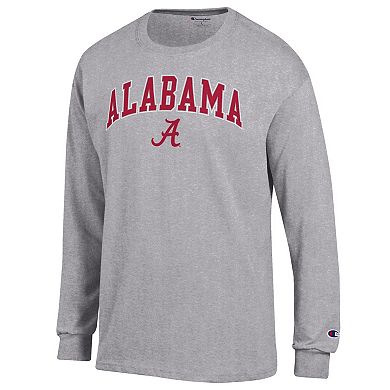 Men's Champion Heather Gray Alabama Crimson Tide Arch Over Logo Long Sleeve T-Shirt